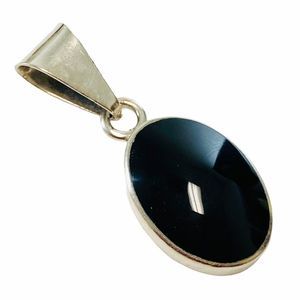 Sterling Silver Black Oval Pendant